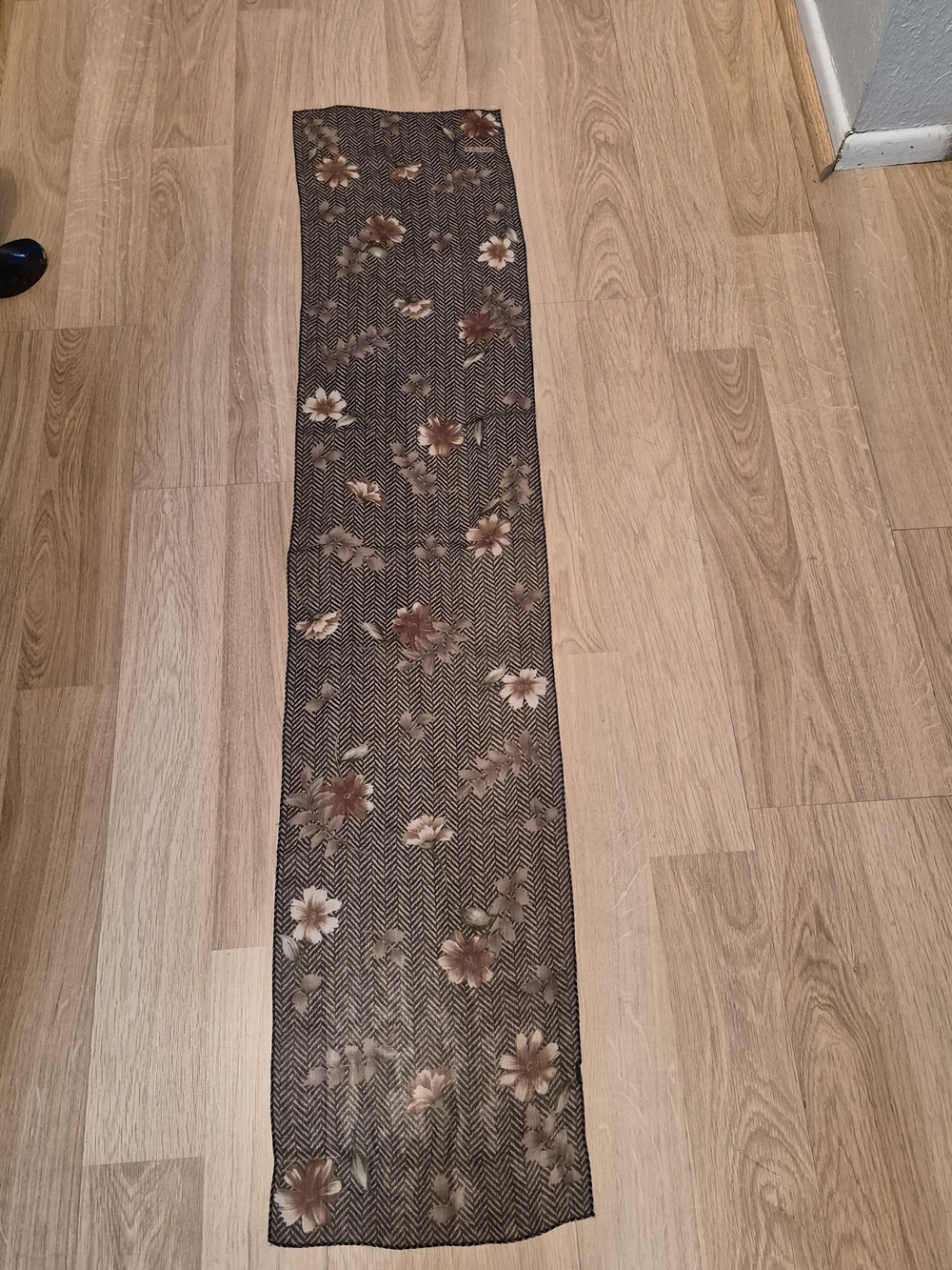 Echo Brown Floral Sheer Long Scarf